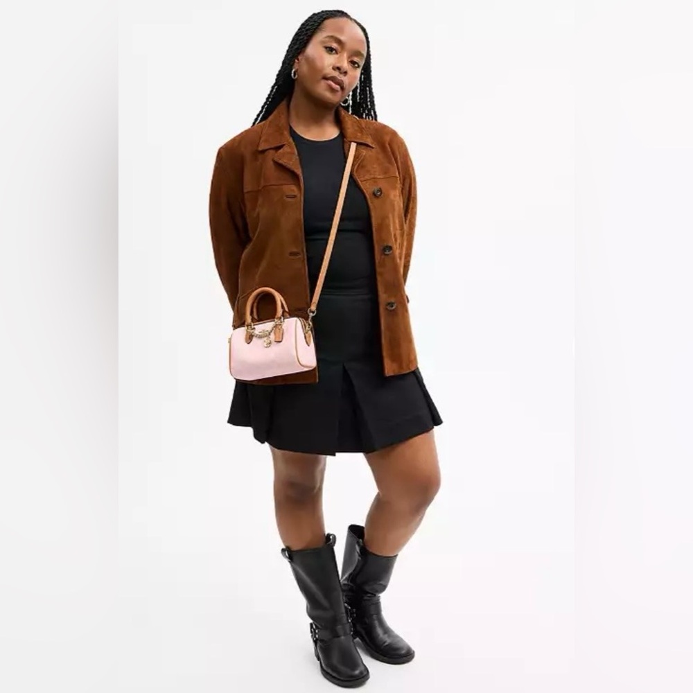 Coach Pink and Tan Satchel with Gold Hardware - Picture 3 of 10